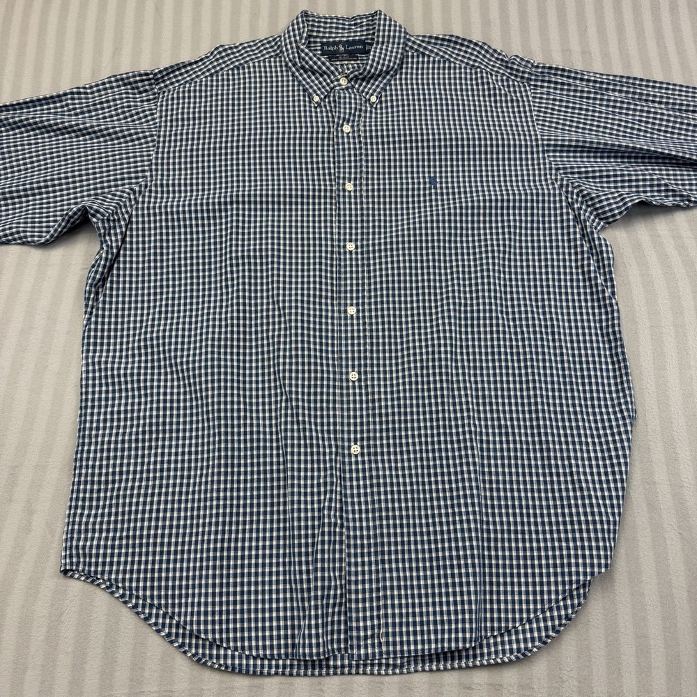 Ralph Lauren Dress Shirt Mens Size XL Long Sleeve Blue Button Down Blake